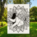 White And Black Leo Sign Print Garden Flag