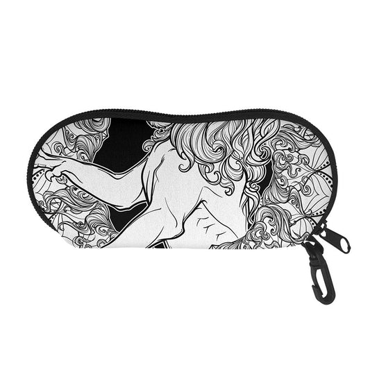White And Black Leo Sign Print Glasses Case