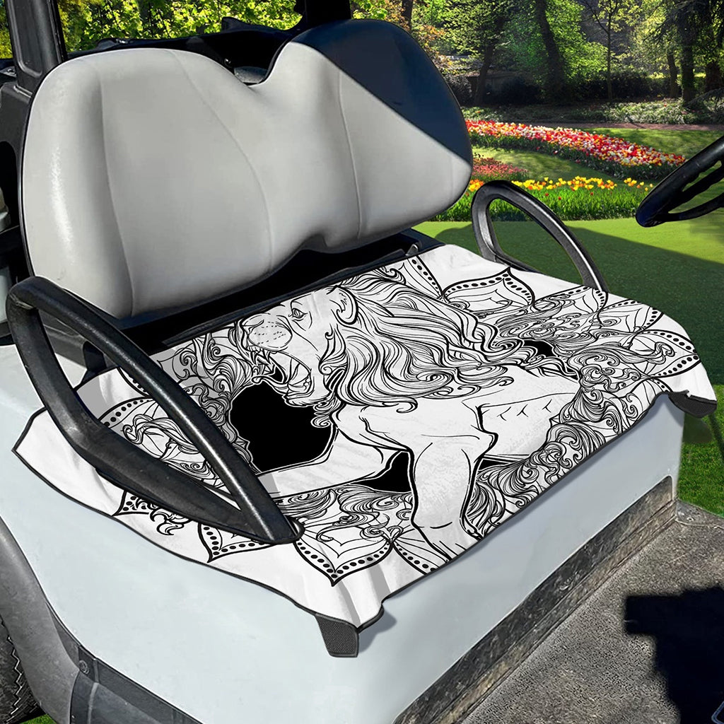 White And Black Leo Sign Print Golf Cart Seat Cover
