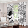 White And Black Leo Sign Print Grommet Curtains