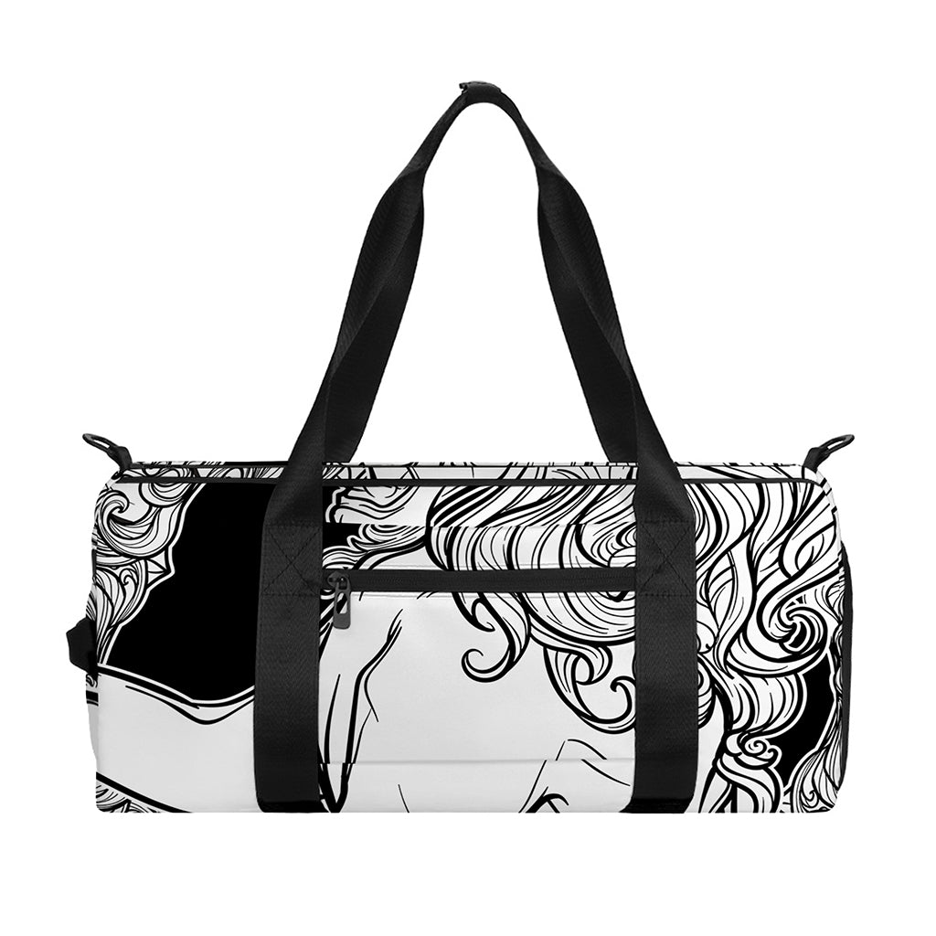 White And Black Leo Sign Print Gym Bag