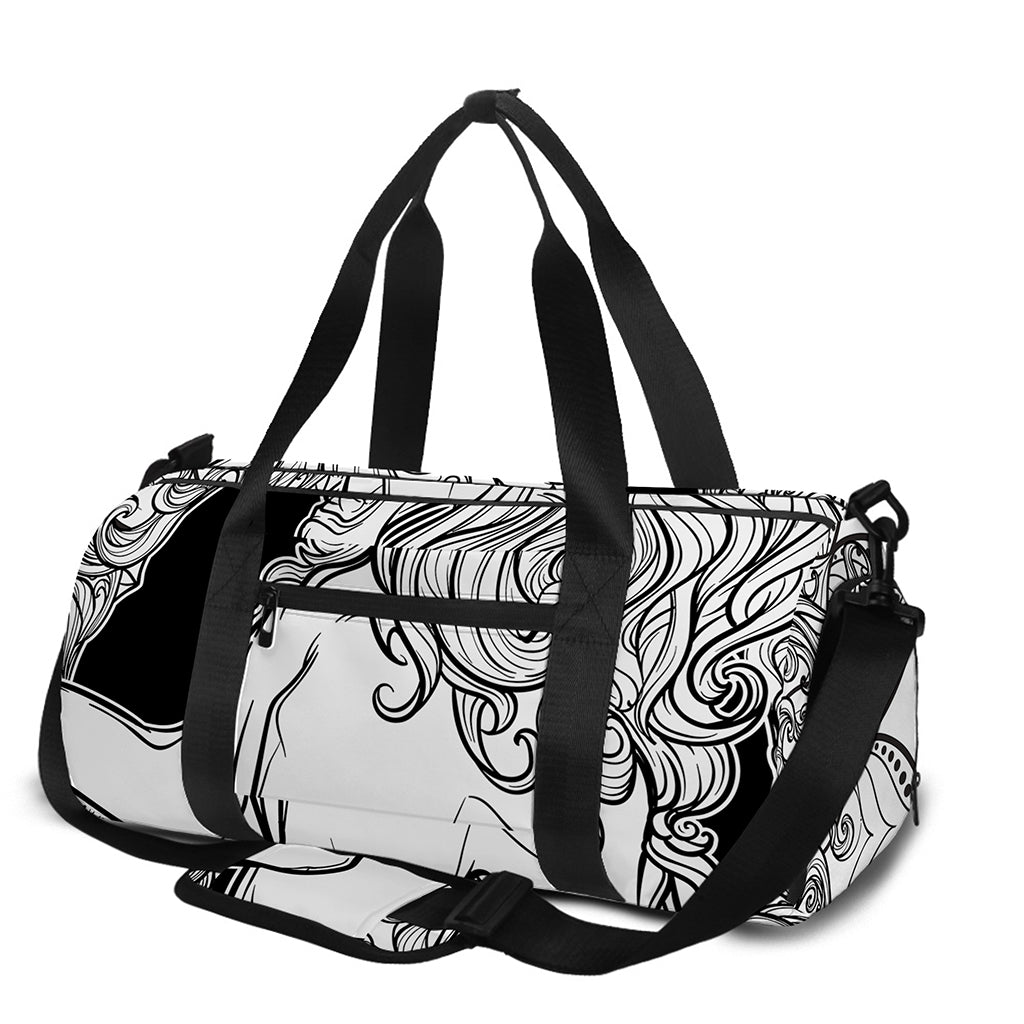 White And Black Leo Sign Print Gym Bag
