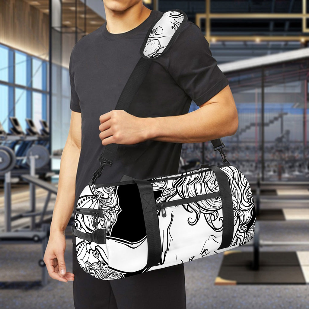 White And Black Leo Sign Print Gym Bag