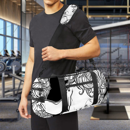 White And Black Leo Sign Print Gym Bag
