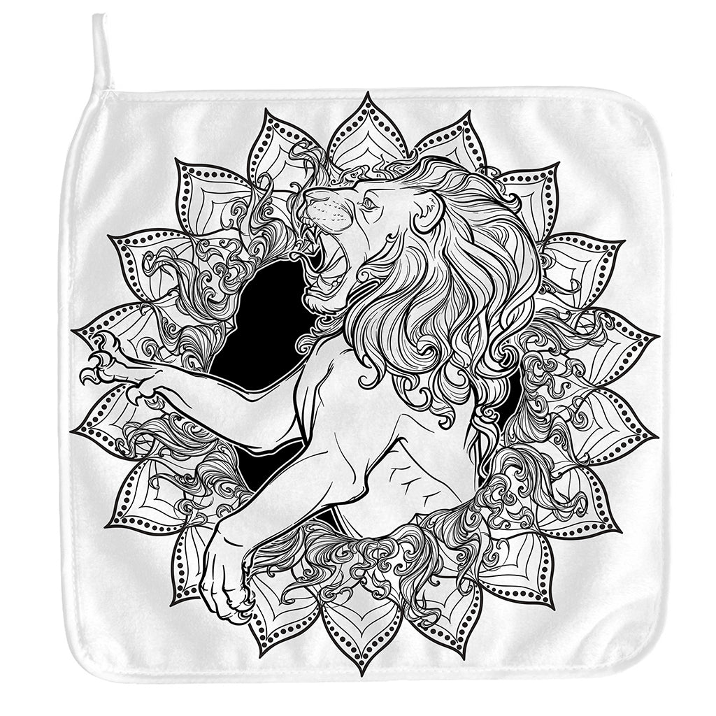 White And Black Leo Sign Print Hand Towel