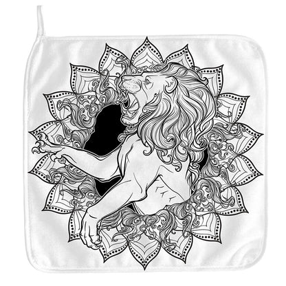 White And Black Leo Sign Print Hand Towel