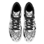 White And Black Leo Sign Print High Top Leather Sneakers