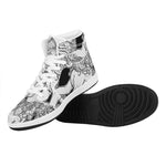 White And Black Leo Sign Print High Top Leather Sneakers