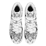 White And Black Leo Sign Print High Top Leather Sneakers