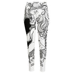 White And Black Leo Sign Print High-Waisted Pocket Leggings