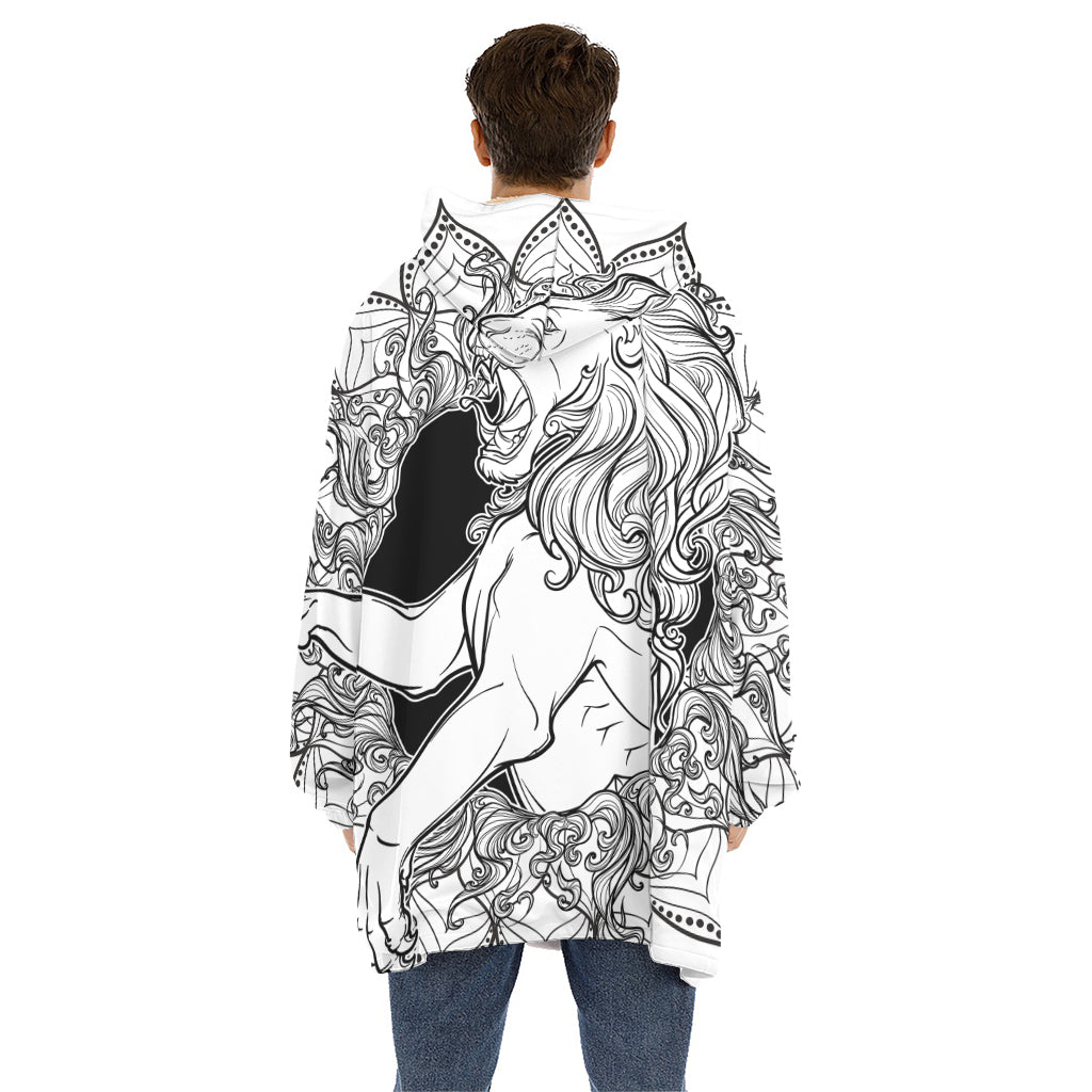 White And Black Leo Sign Print Hoodie Blanket
