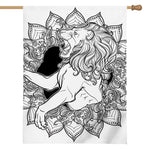 White And Black Leo Sign Print House Flag