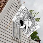 White And Black Leo Sign Print House Flag