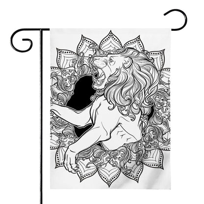 White And Black Leo Sign Print House Flag