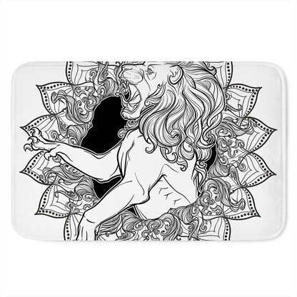 White And Black Leo Sign Print Indoor Door Mat