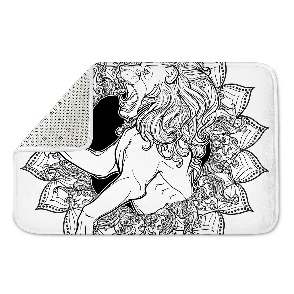 White And Black Leo Sign Print Indoor Door Mat