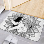 White And Black Leo Sign Print Indoor Door Mat