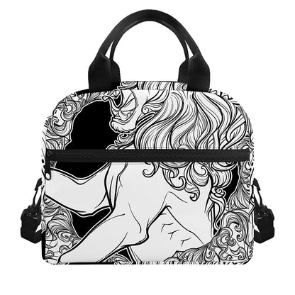 White And Black Leo Sign Print Insulated Lunch Bag