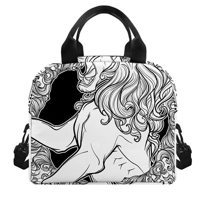 White And Black Leo Sign Print Insulated Lunch Bag