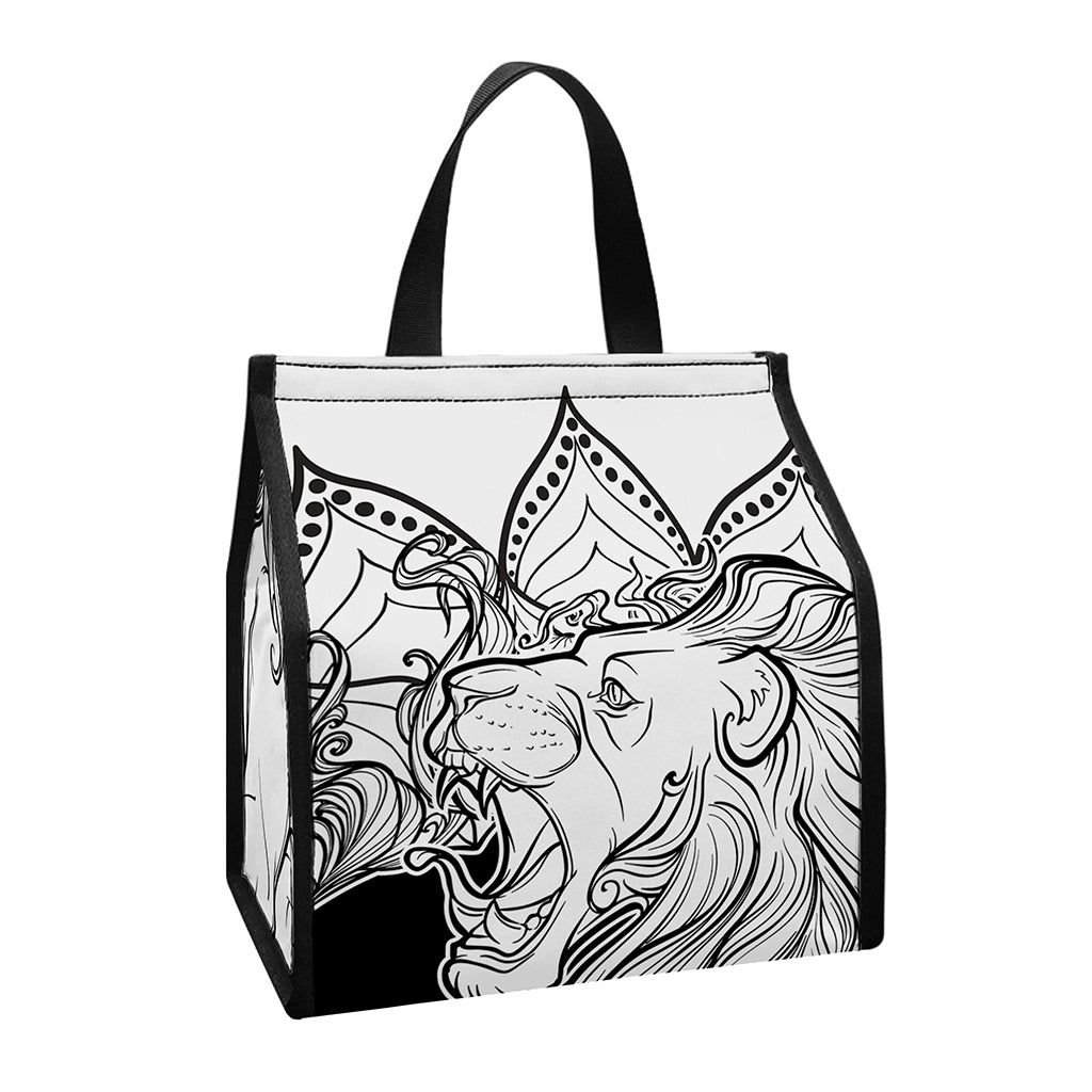 White And Black Leo Sign Print Insulated Lunch Tote