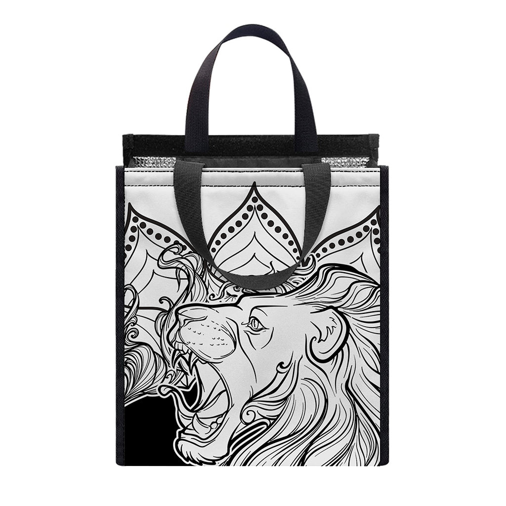 White And Black Leo Sign Print Insulated Lunch Tote