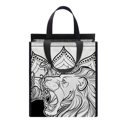 White And Black Leo Sign Print Insulated Lunch Tote