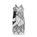 White And Black Leo Sign Print Jersey Midi Cami Dress