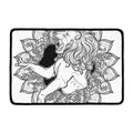 White And Black Leo Sign Print Kitchen Mat
