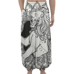 White And Black Leo Sign Print Lantern Pants