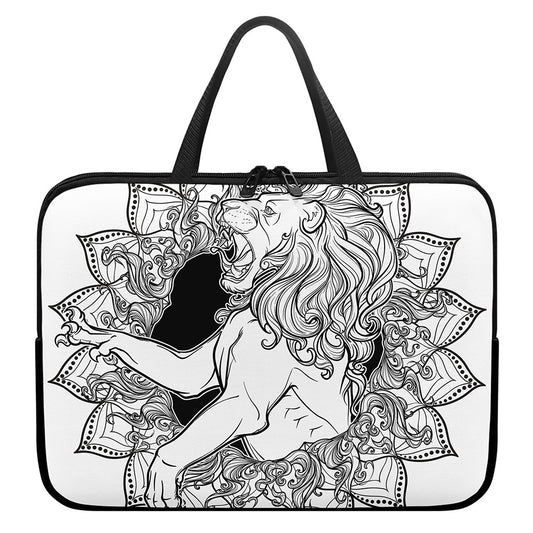 White And Black Leo Sign Print Laptop Sleeve With Handle