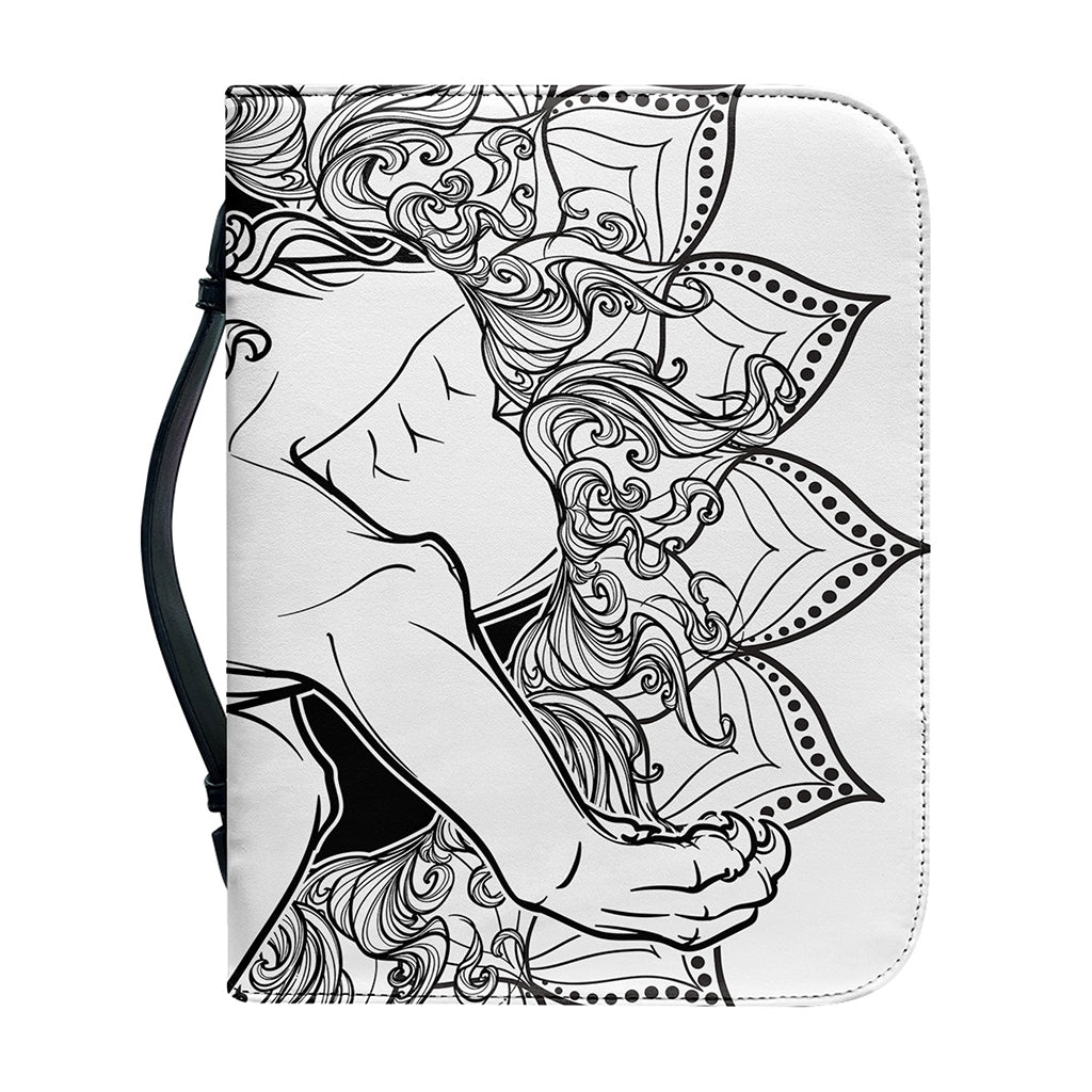 White And Black Leo Sign Print Leather Bible Cover