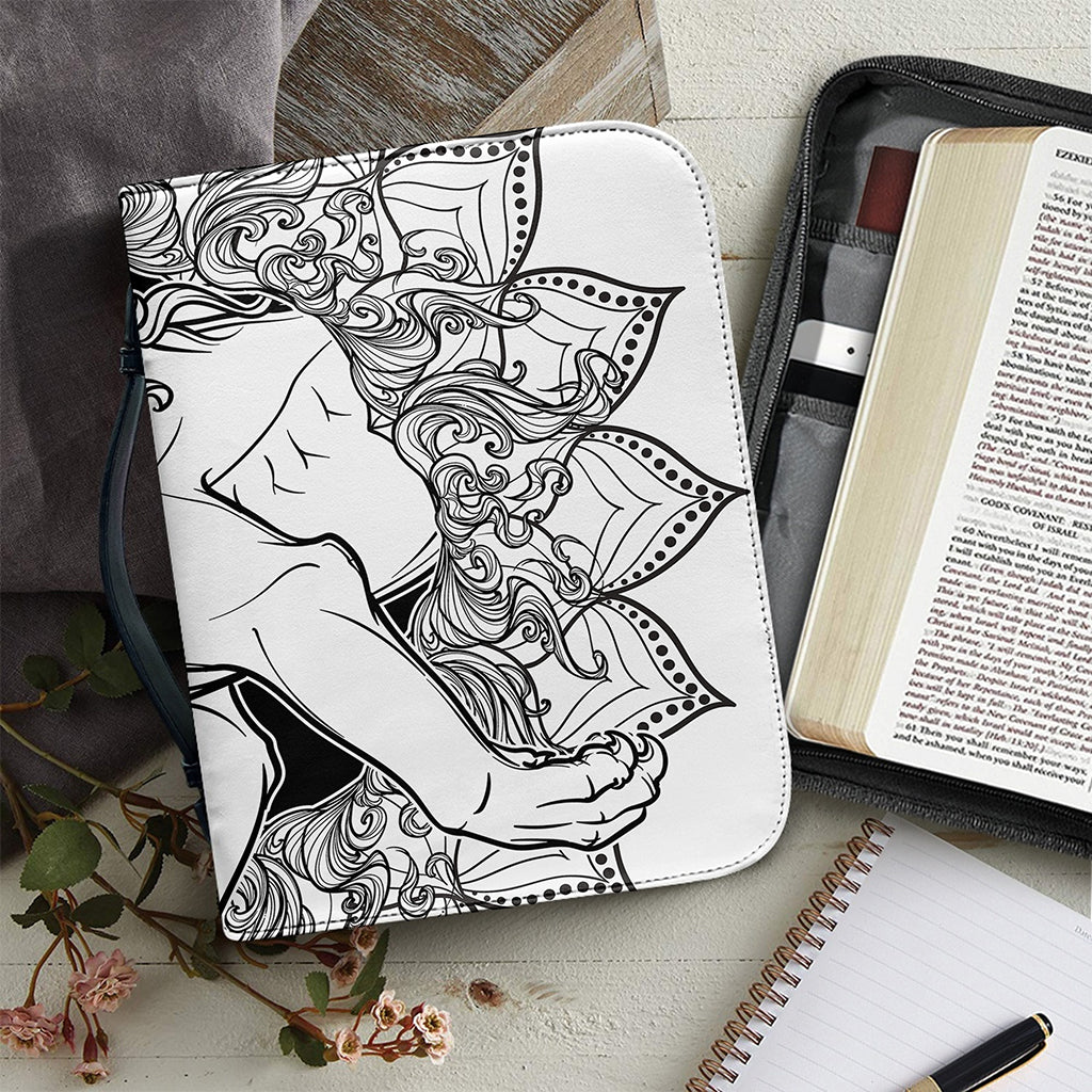 White And Black Leo Sign Print Leather Bible Cover