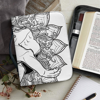 White And Black Leo Sign Print Leather Bible Cover