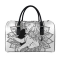 White And Black Leo Sign Print Leather Duffel Bag