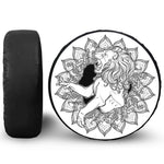 White And Black Leo Sign Print Leather Spare Tire Cover