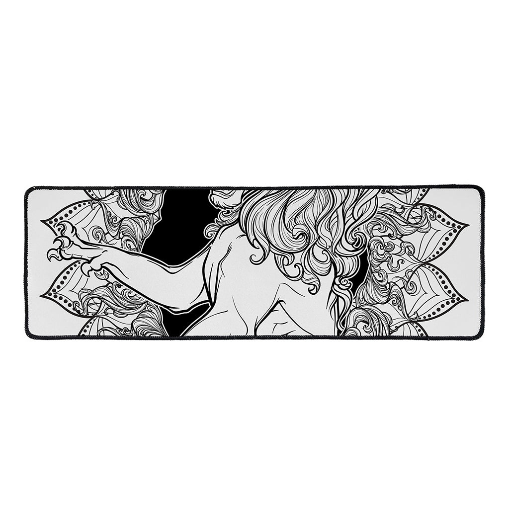 White And Black Leo Sign Print Long Kitchen Mat
