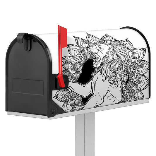 White And Black Leo Sign Print Mailbox Cover