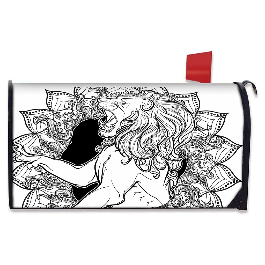 White And Black Leo Sign Print Mailbox Cover