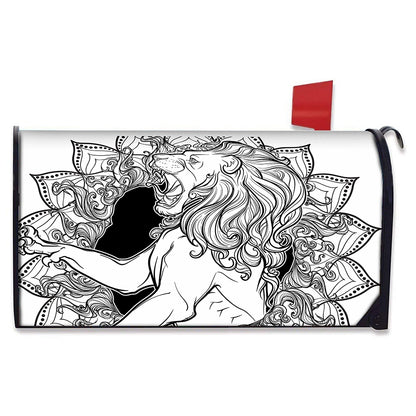 White And Black Leo Sign Print Mailbox Cover