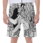 White And Black Leo Sign Print Men's Beach Shorts