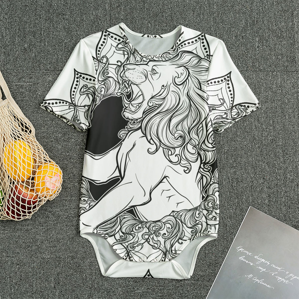 White And Black Leo Sign Print Men's Bodysuit