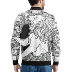 White And Black Leo Sign Print Men's Bomber Jacket