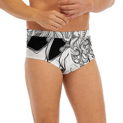 White And Black Leo Sign Print Men's Briefs