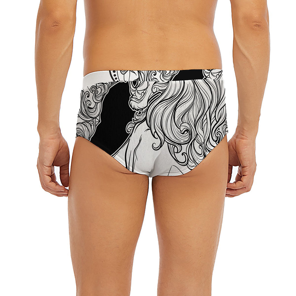 White And Black Leo Sign Print Men's Briefs