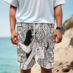 White And Black Leo Sign Print Men's Cargo Shorts