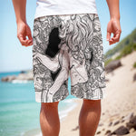 White And Black Leo Sign Print Men's Cargo Shorts