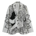 White And Black Leo Sign Print Men's Cotton Blazer