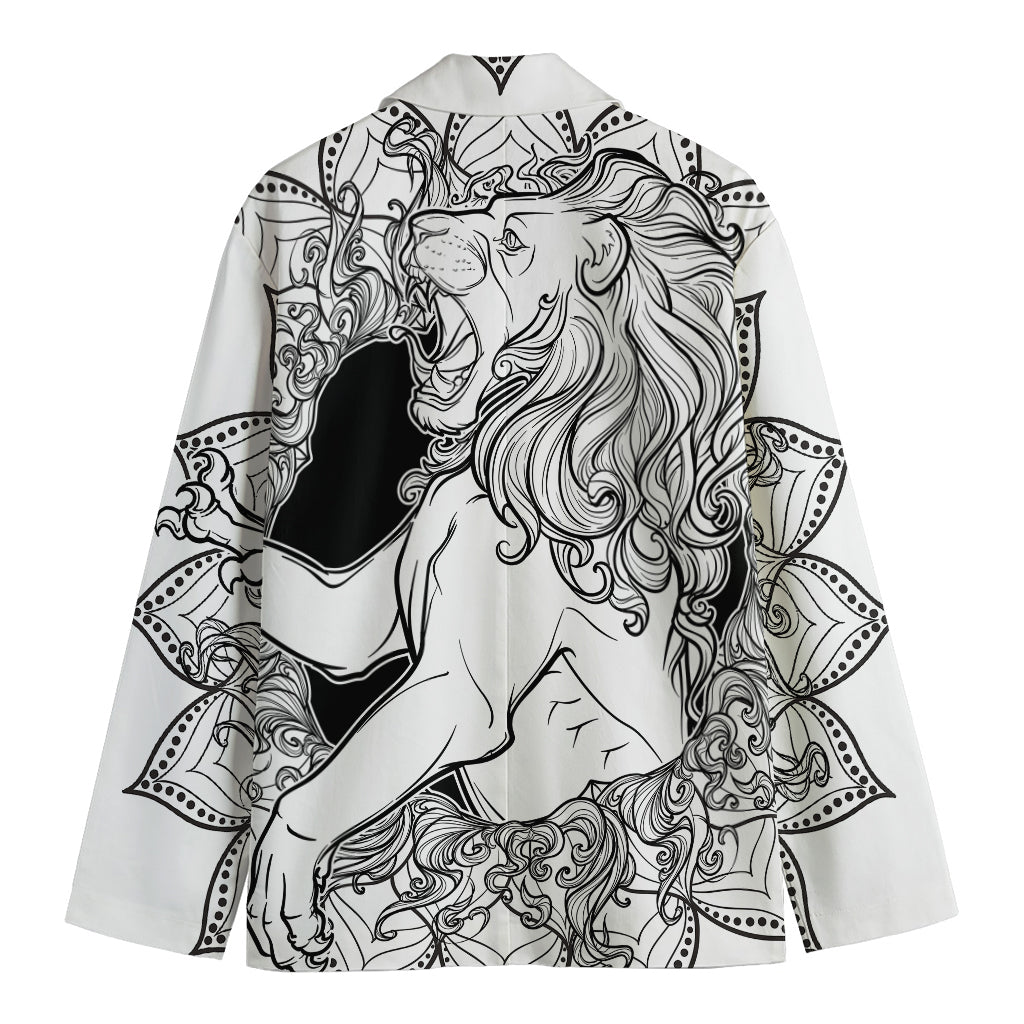 White And Black Leo Sign Print Men's Cotton Blazer