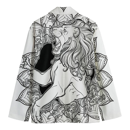 White And Black Leo Sign Print Men's Cotton Blazer