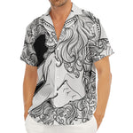 White And Black Leo Sign Print Men's Deep V-Neck Shirt